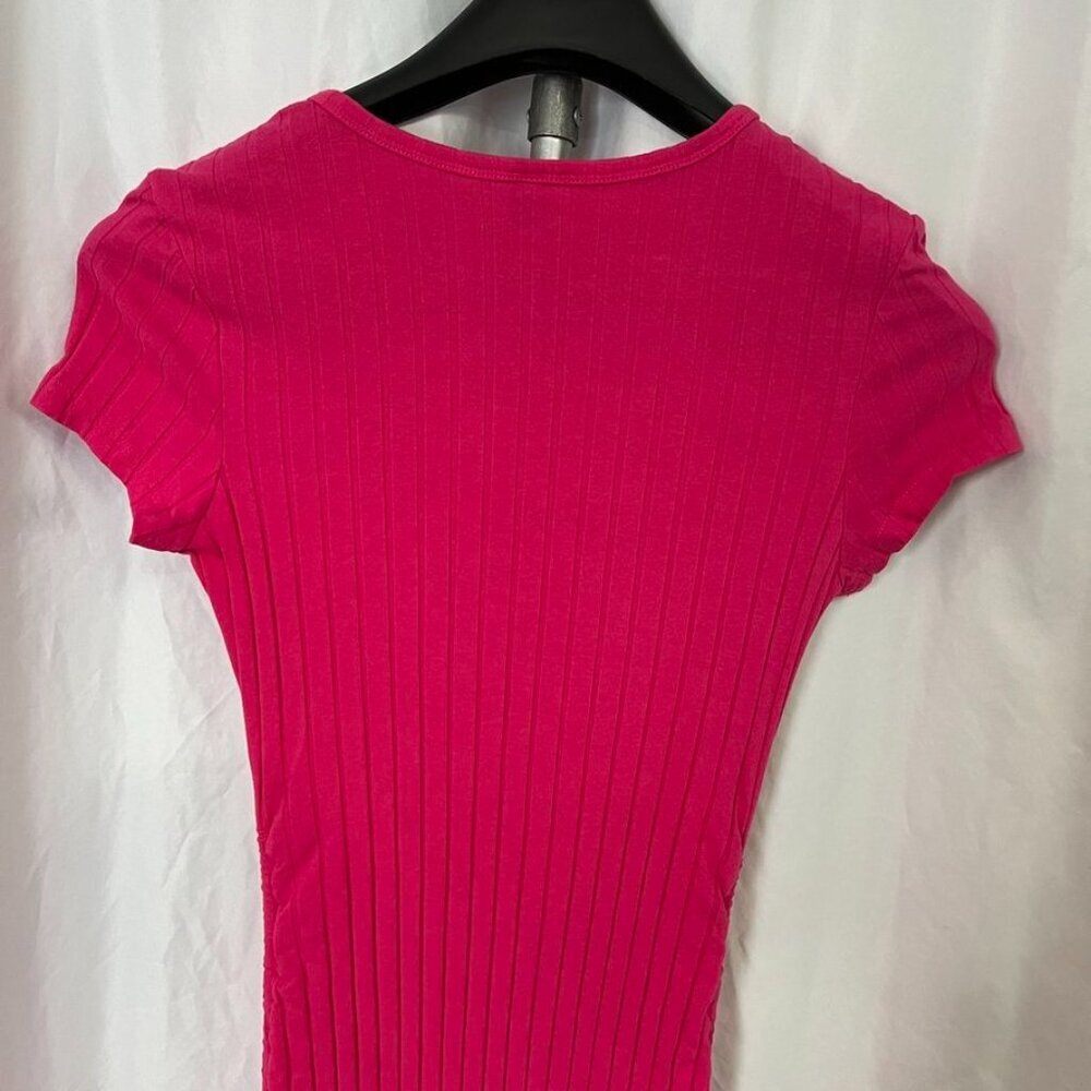 3/$20 Bundle πSHEIN Ribbed Drawstring Ruched Midi Dress Hot Pink XL - Picture 9 of 10